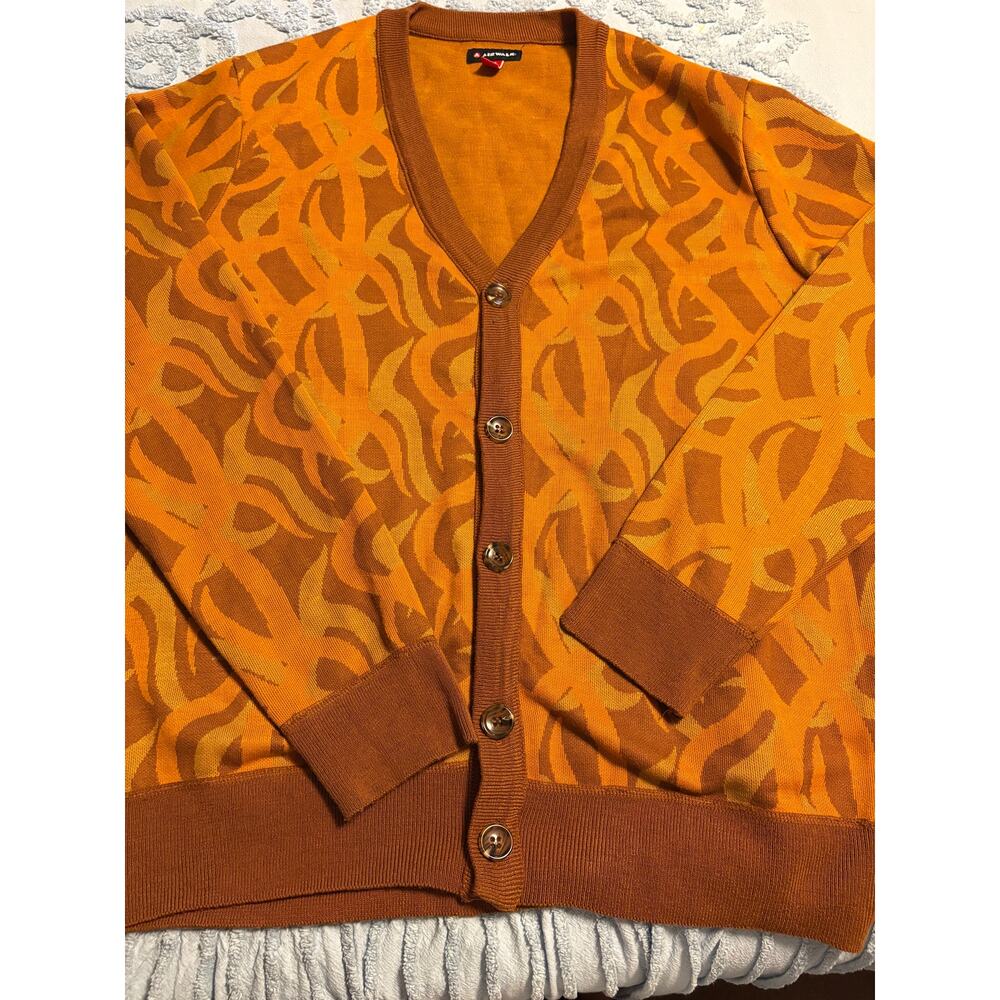 Air Walk Orange and Brown Cardigan Size Large